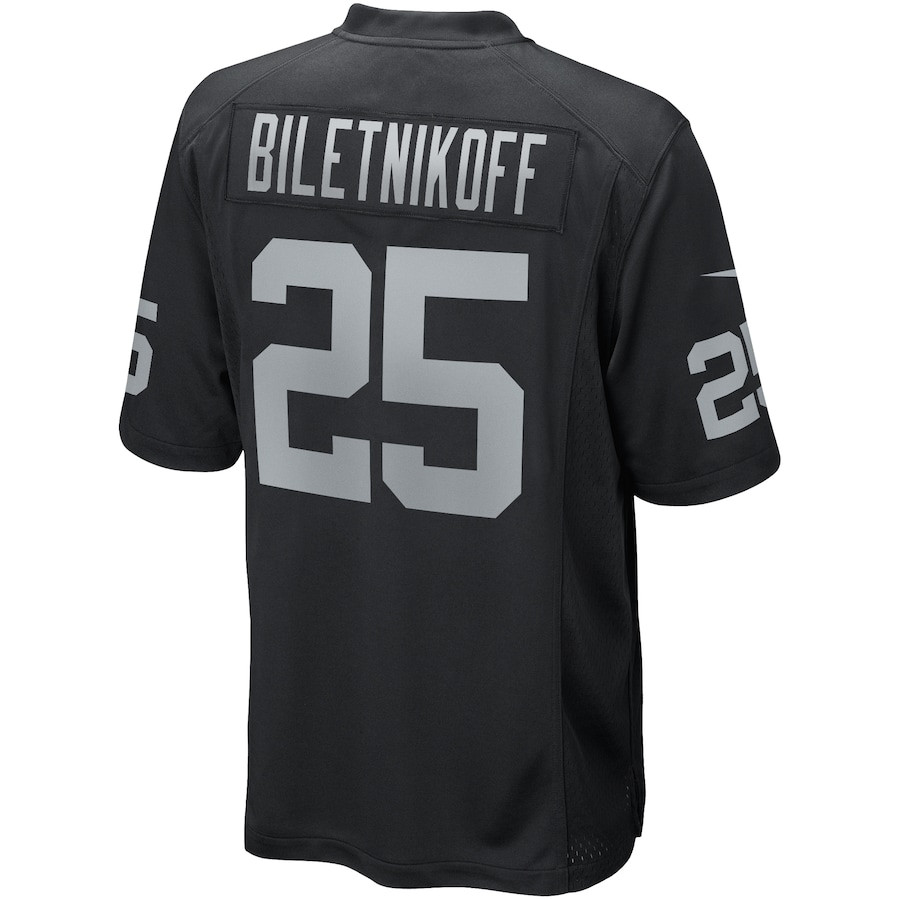 Fred Biletnikoff 25 Las Vegas Raiders Game Retired Black NFL Jersey Men's