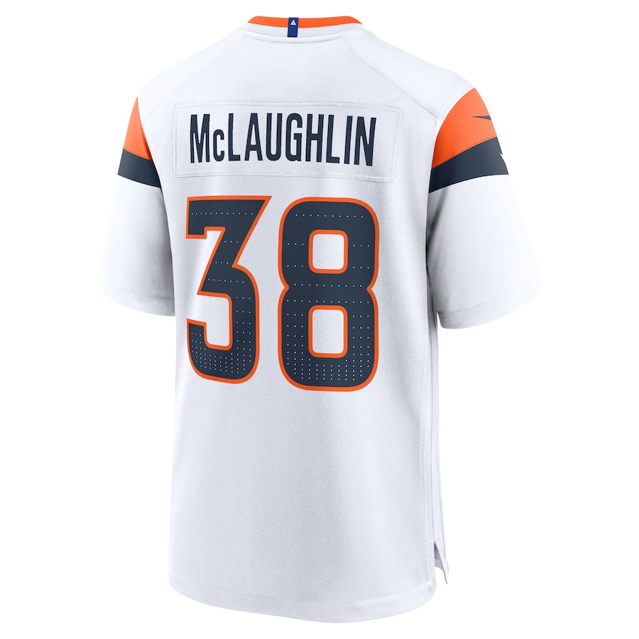 Jaleel McLaughlin 38 Denver Broncos Game White NFL Jersey Men's