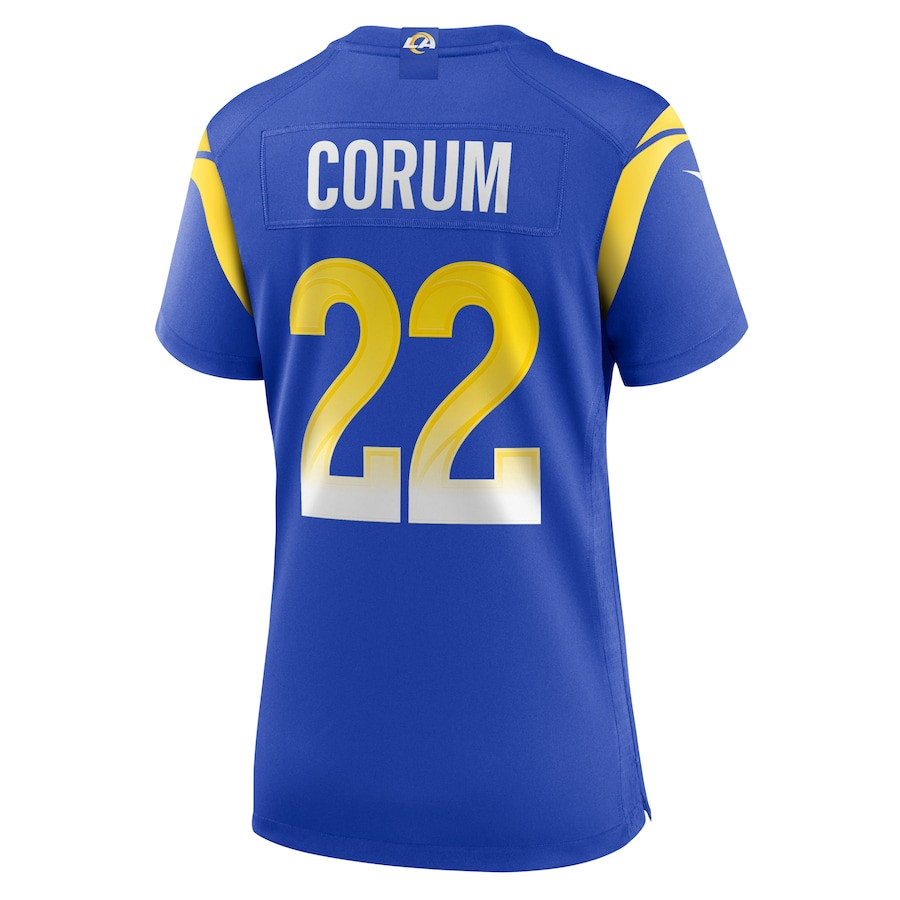 Blake Corum 22 Los Angeles Rams Game Royal NFL Jersey Women's