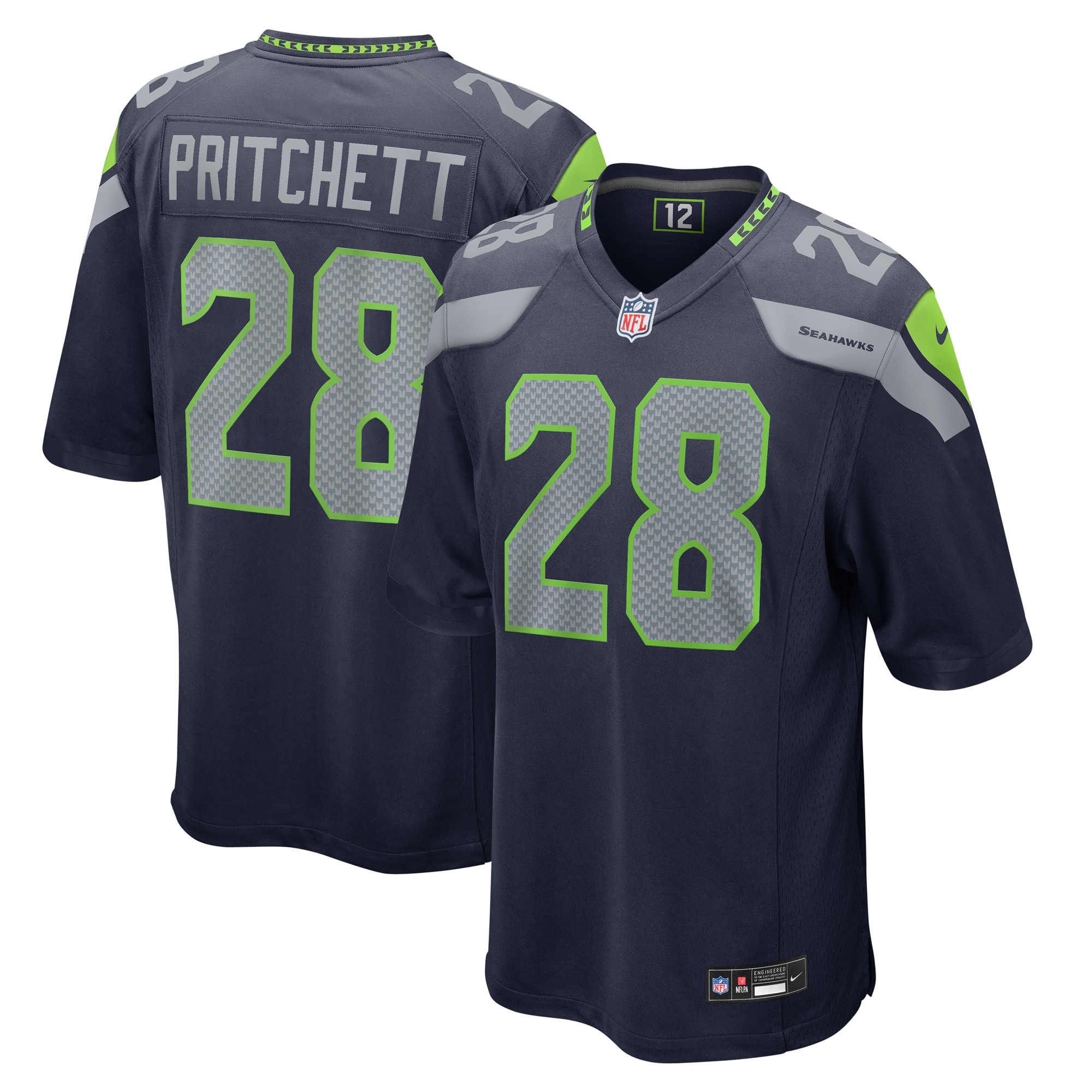 Seattle Seahawks Nehemiah Pritchett College Navy Game NFL Jersey Men's