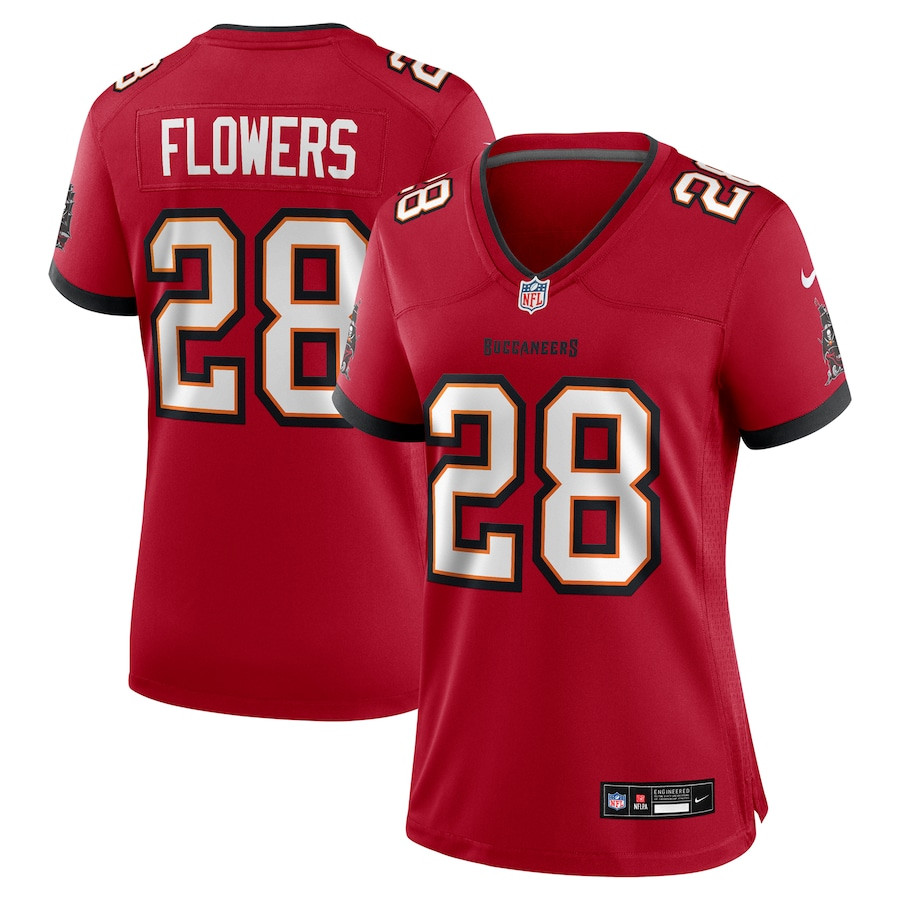 Dallis Flowers 28 Tampa Bay Buccaneers Game Red NFL Jersey Women's