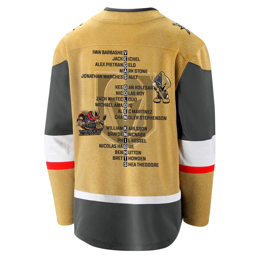 Vegas Golden Knights Players List 2023 Stanley Cup Yellow NHL Jersey Men's