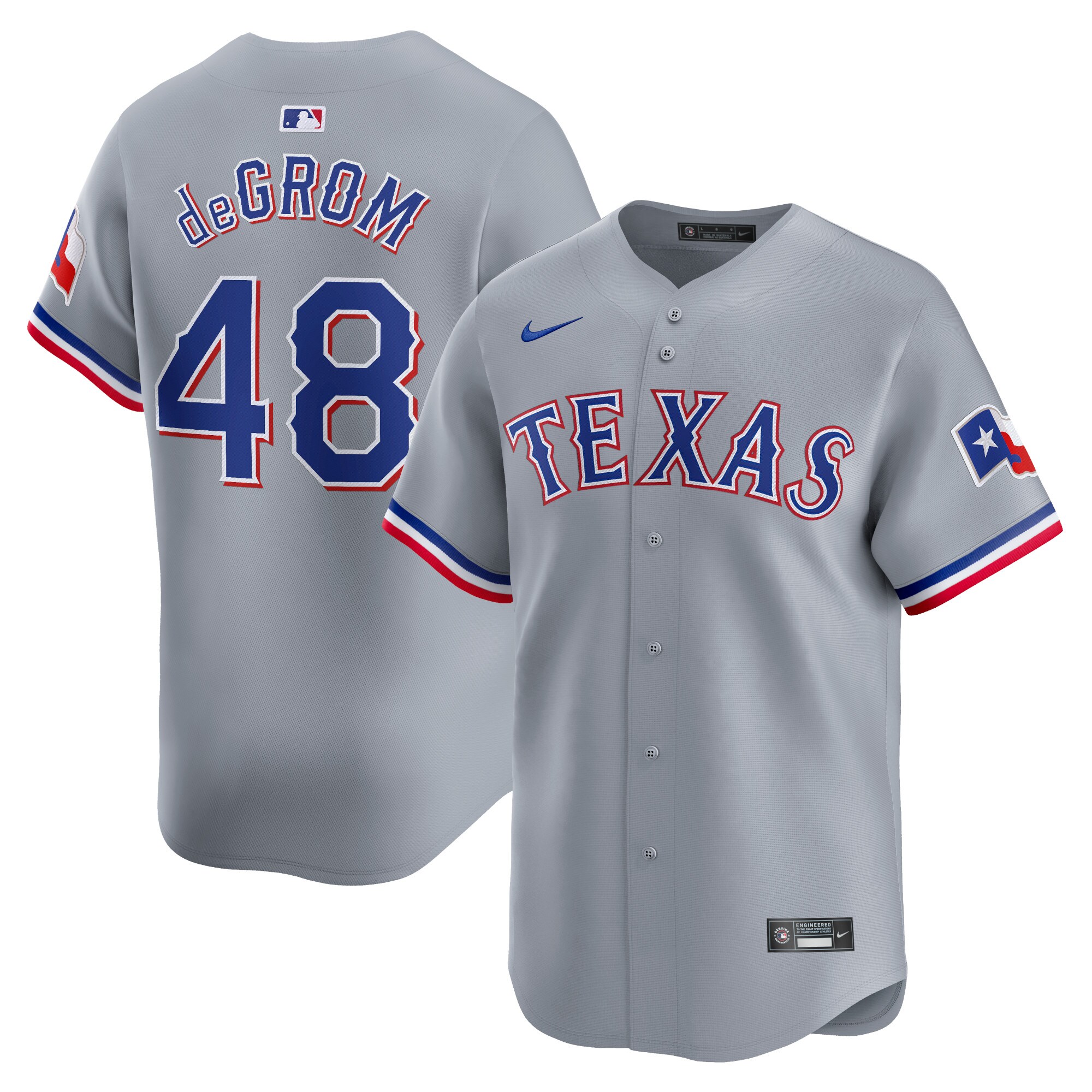 Texas Rangers Jacob deGrom Gray Away Limited Player MLB Jersey Men's