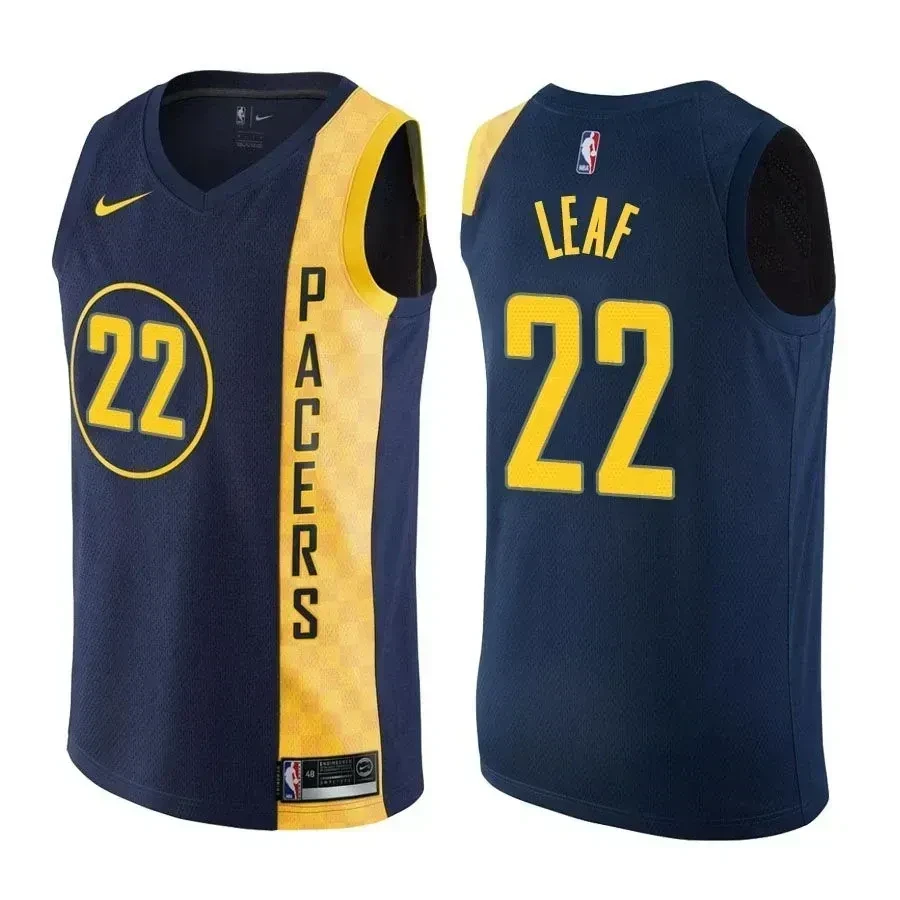 Indiana Pacers T.j. Leaf 22 City Edition Navy NBA Jersey Men's