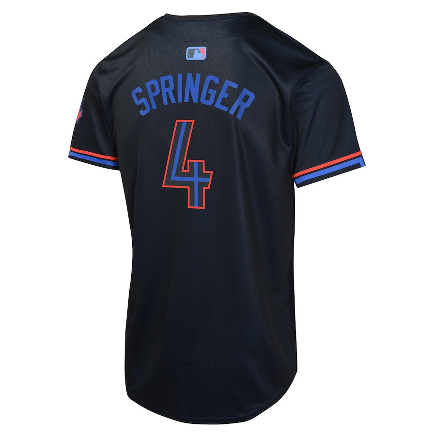 George Springer 4 Toronto Blue Jays 2024 City Connect Limited Navy MLB Jersey Youth