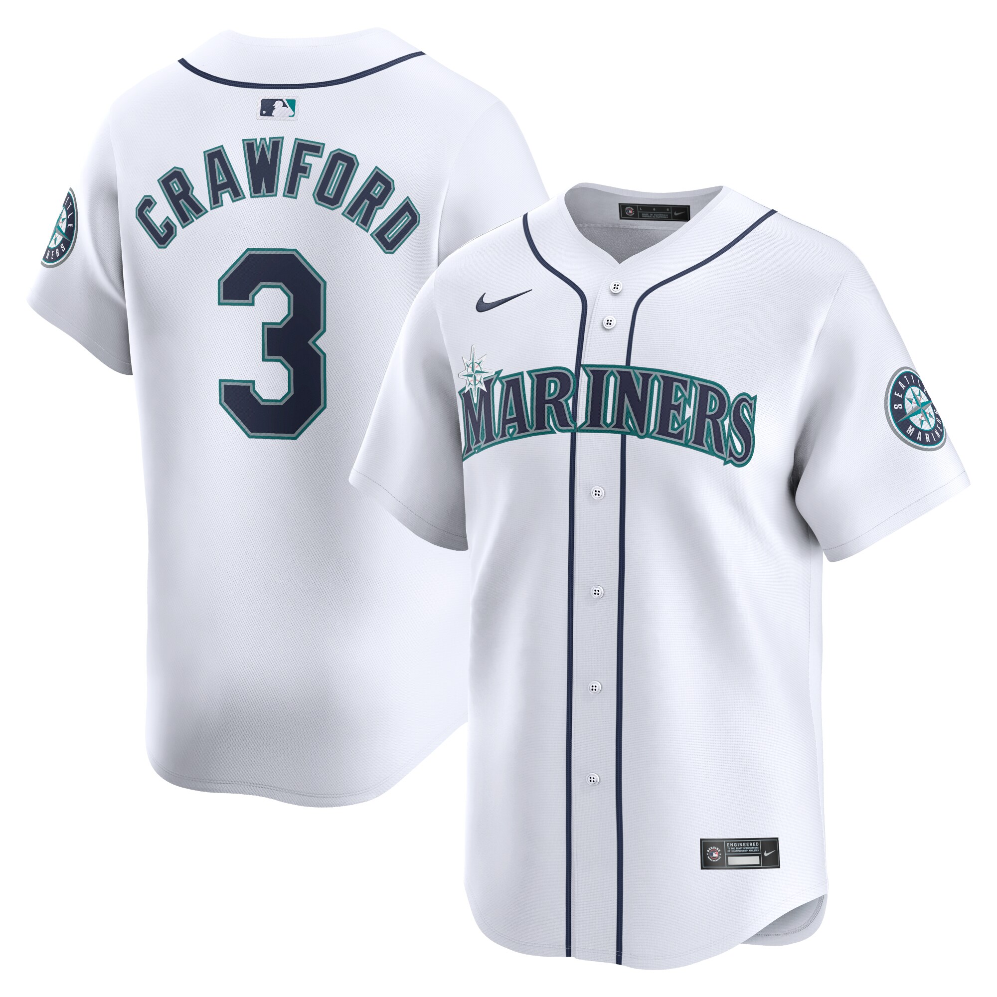 Seattle Mariners J.P. Crawford White Home Limited Player MLB Jersey Men's