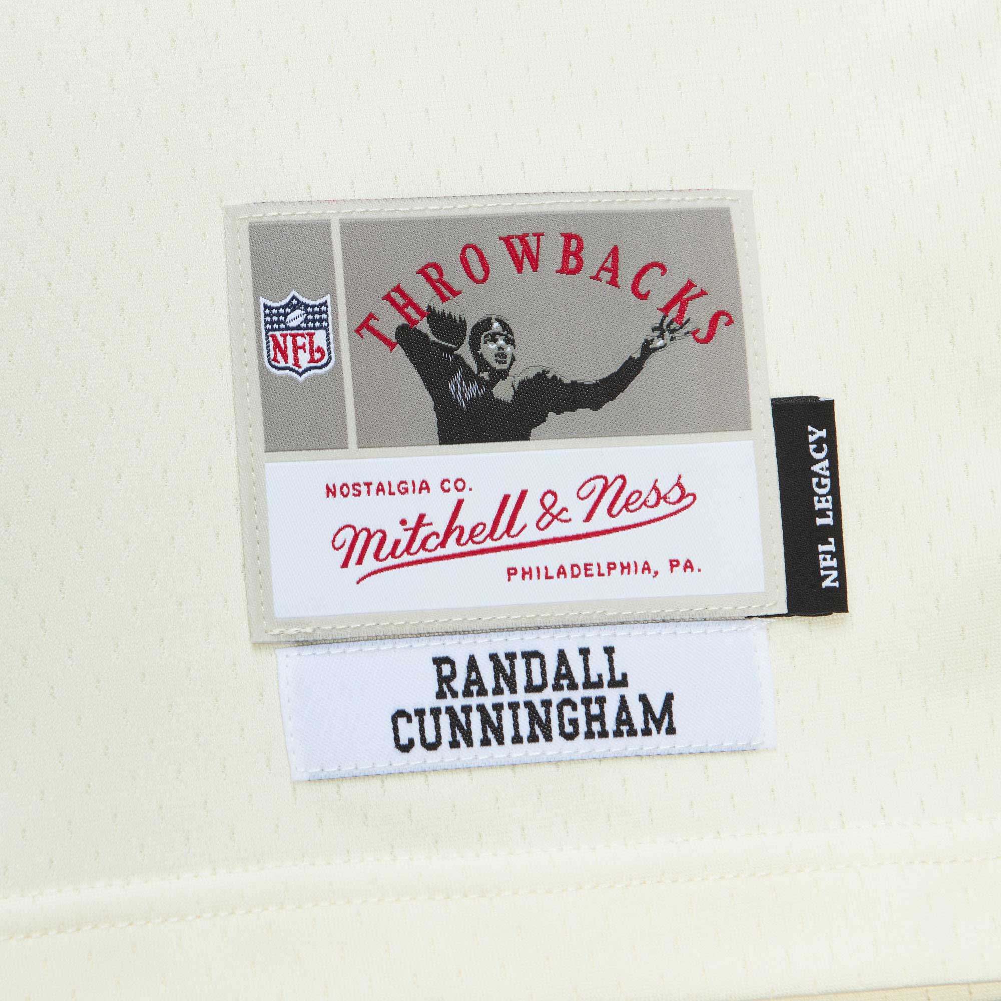 Philadelphia Eagles Randall Cunningham Mitchell Ness Cream Chainstitch Legacy NFL Jersey Men's