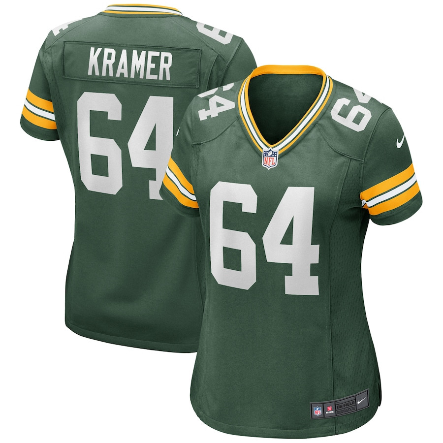 Jerry Kramer 64 Green Bay Packers Game Retired Green NFL Jersey Women's