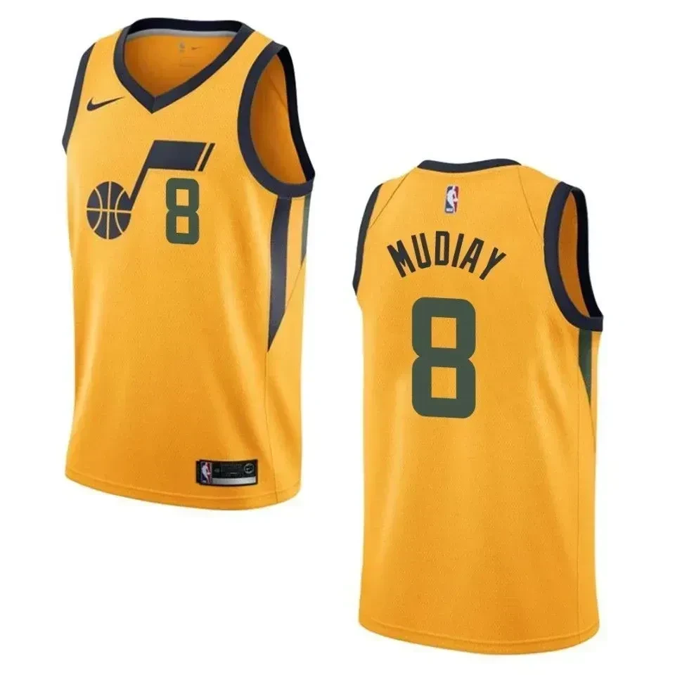 Utah Jazz 8 Emmanuel Mudiay Statement Swingman Gold NBA Jersey Men's