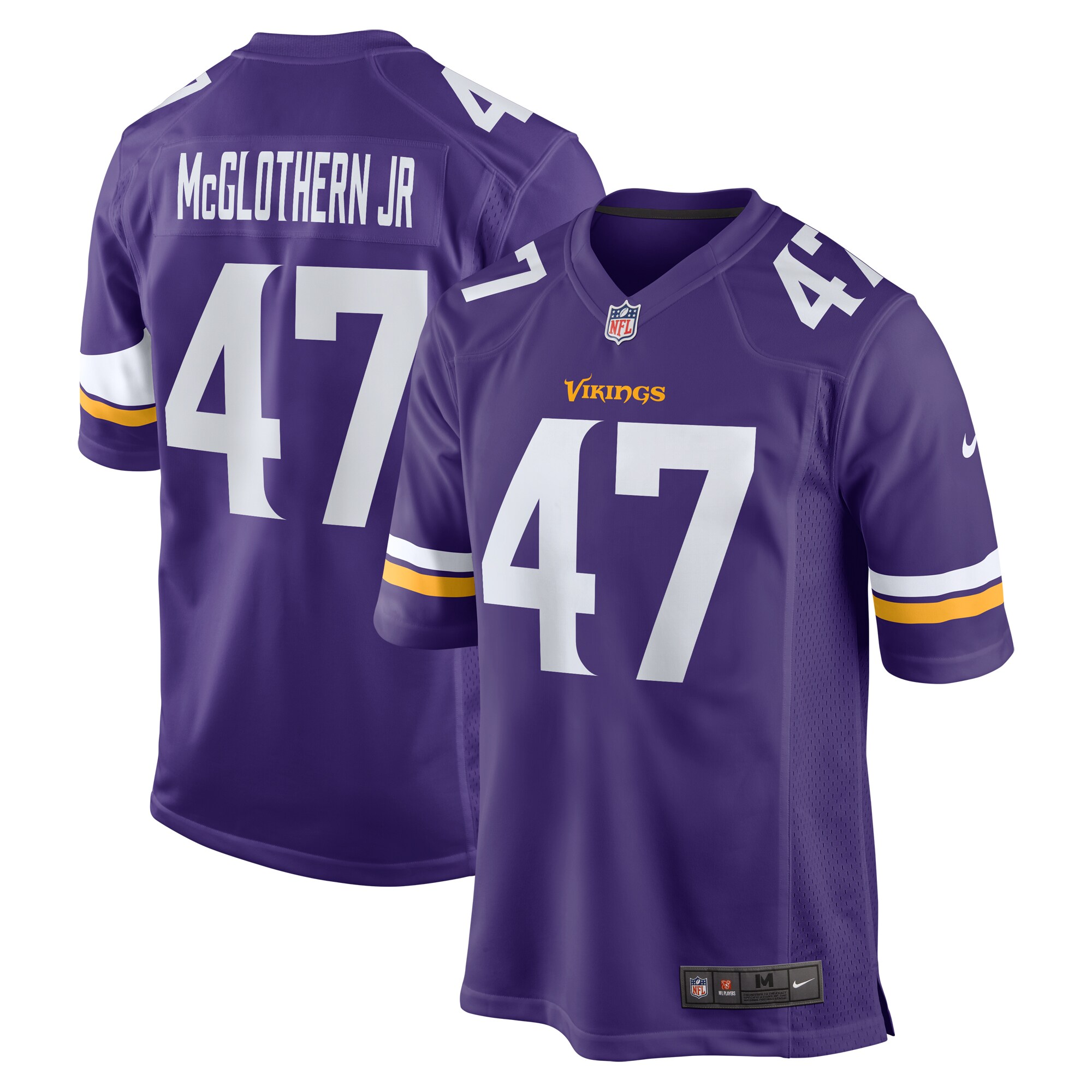 Minnesota Vikings Dwight McGlothern Jr. Purple Game NFL Jersey Men's