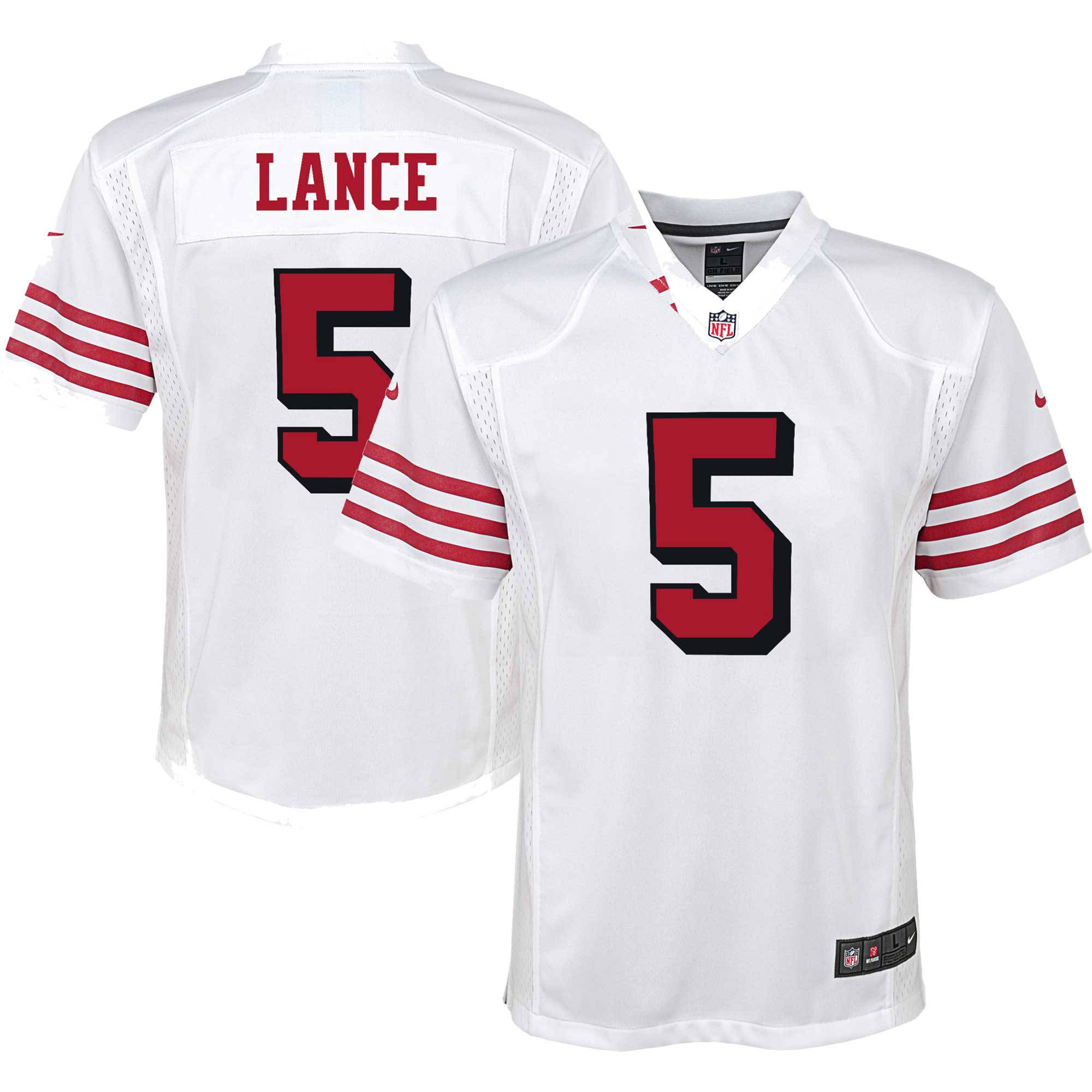 San Francisco 49ers Trey Lance White Game NFL Jersey Youth