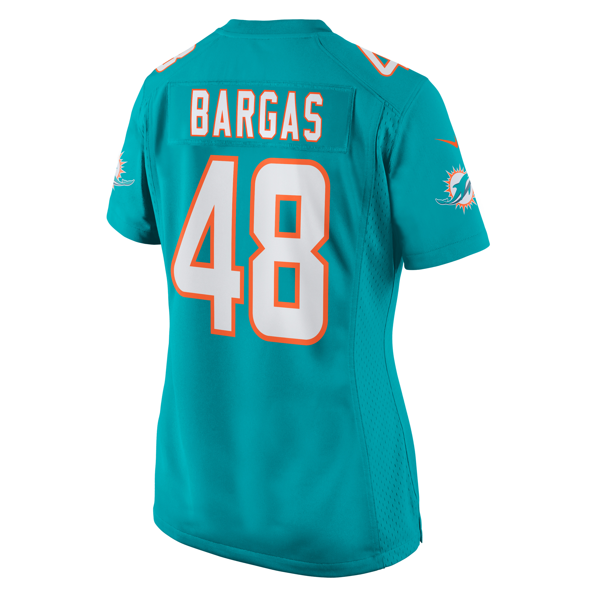 Miami Dolphins Jake Bargas Aqua Home Game Player NFL Jersey Women's