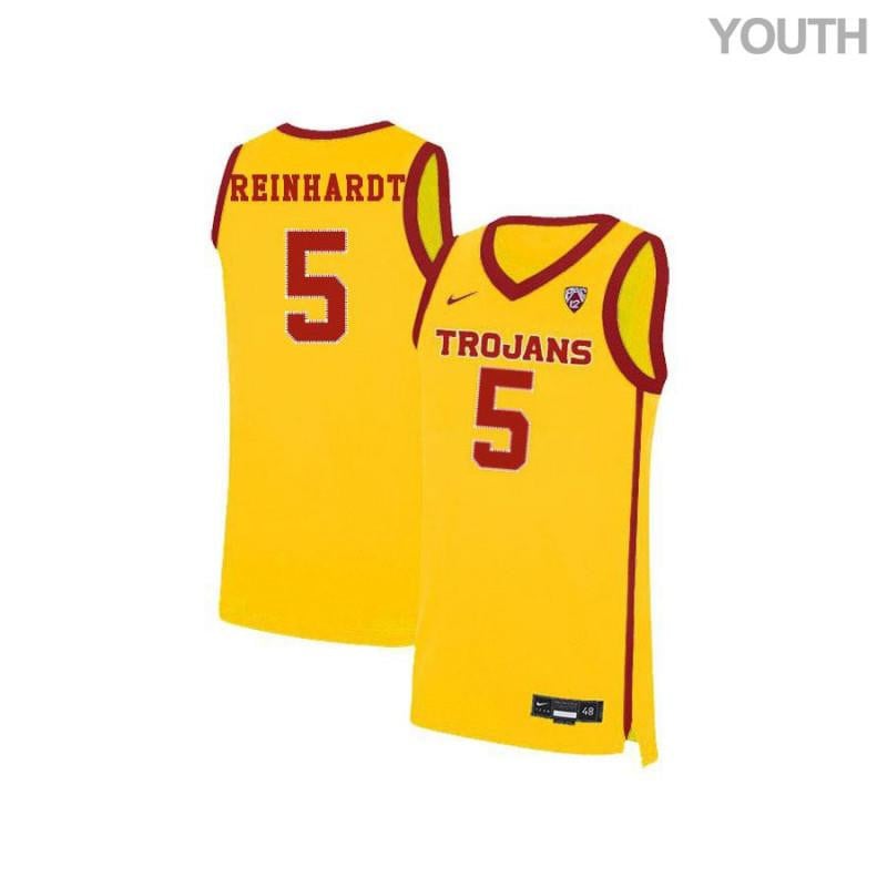 5 Katin Reinhardt Yellow Elite USC Trojans NCAA Jersey Youth