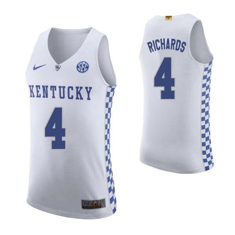 4 Nick Richards Roa White Elite Kentucky Wildcats NCAA Jersey Men's