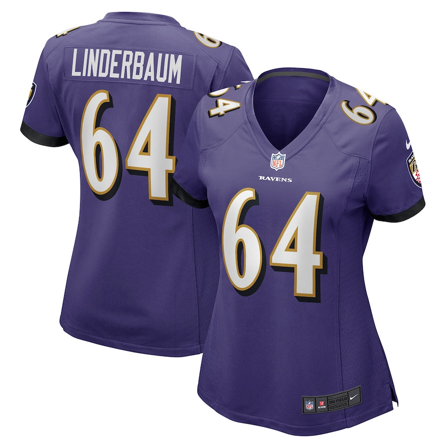 Tyler Linderbaum 64 Baltimore Ravens Game Purple NFL Jersey Women's
