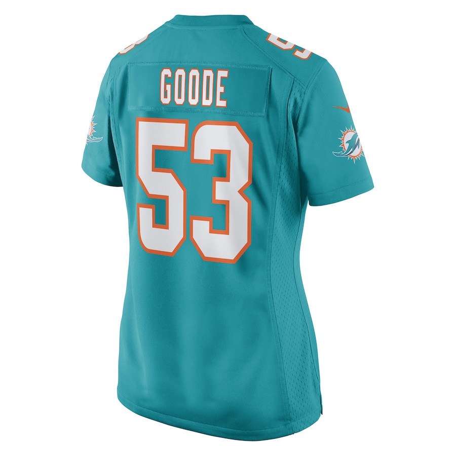 Cameron Goode 53 Miami Dolphins Game Aqua NFL Jersey Women's