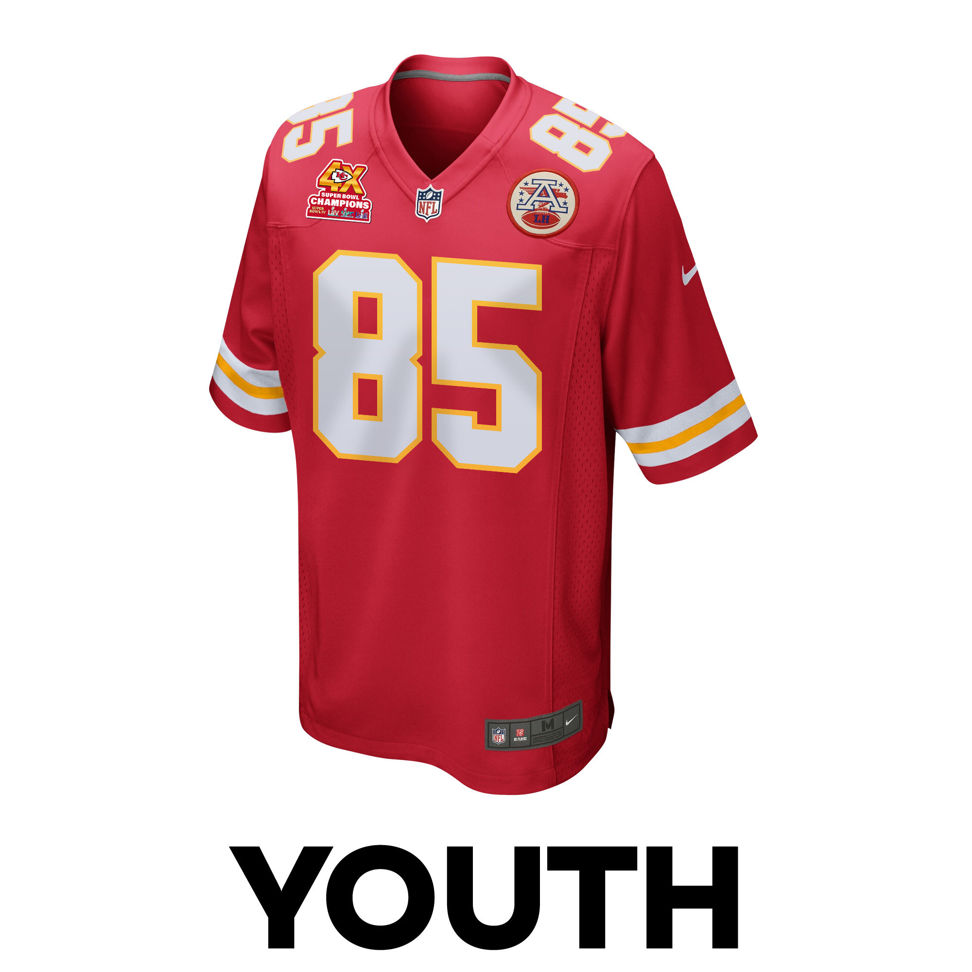 Izaiah Gathings 85 Kansas City Chiefs Super Bowl LVIII Champions 4X Game Red NFL Jersey Youth