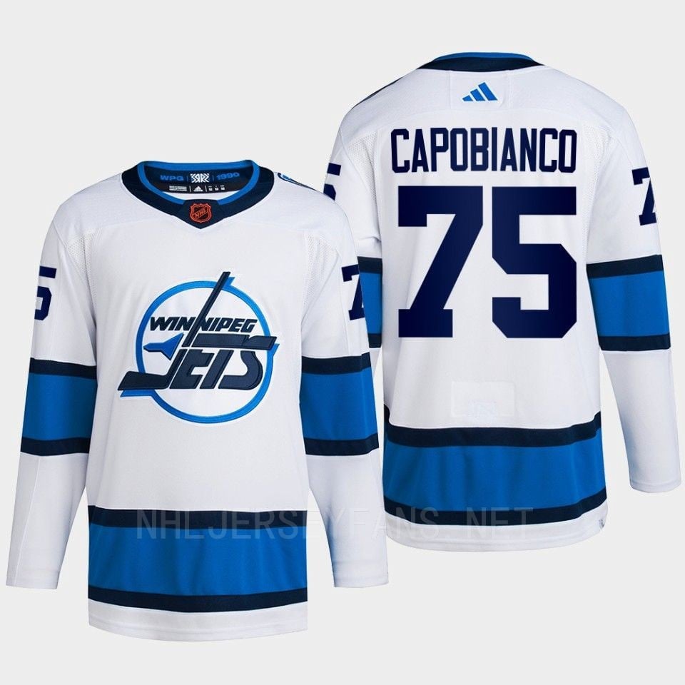 Kyle Capobianco 75 Reverse Retro 2.0 2022 Winnipeg Jets White Primegreen NHL Jersey Men's