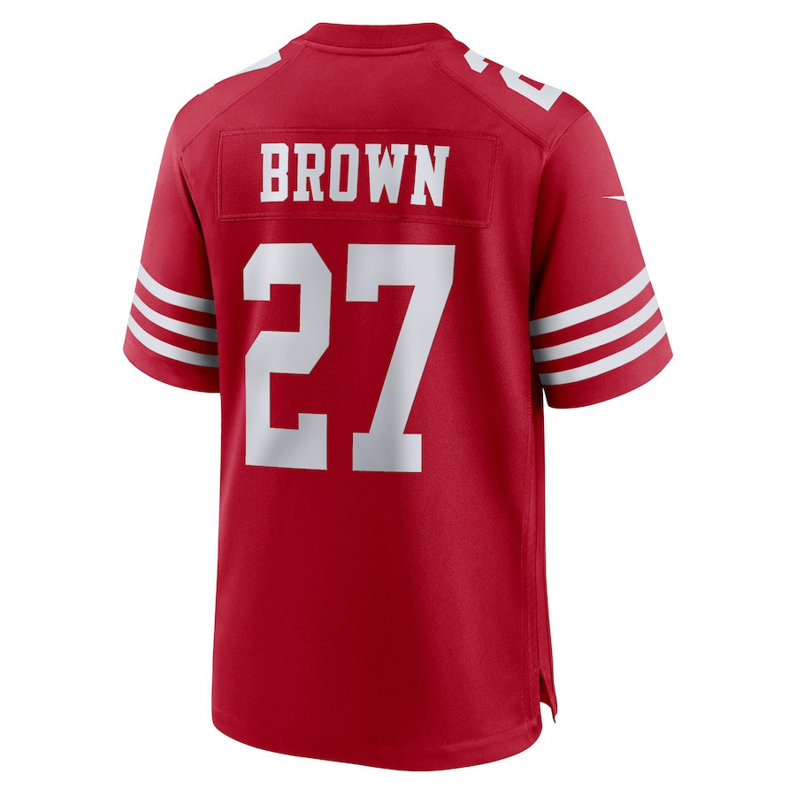 Ji'Ayir Brown 27 San Francisco 49ers Game Scarlet NFL Jersey Men's