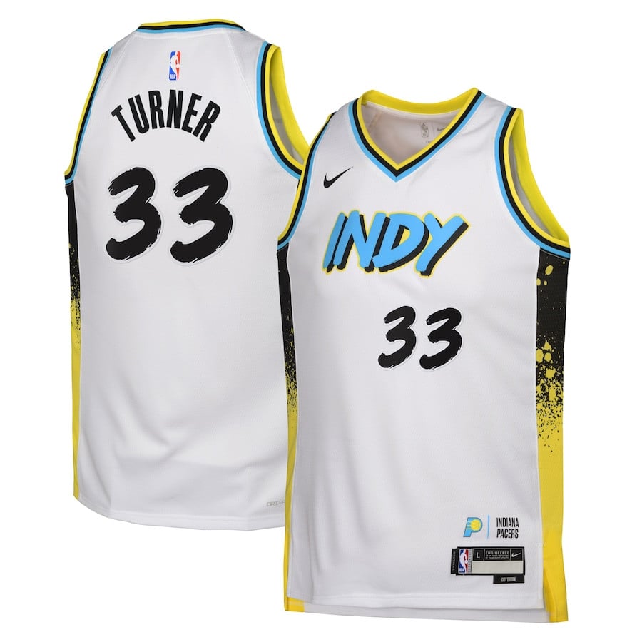 Myles Turner 33 Indiana Pacers 2024/25 Swingman Playe City Editio White NBA Jersey Youth