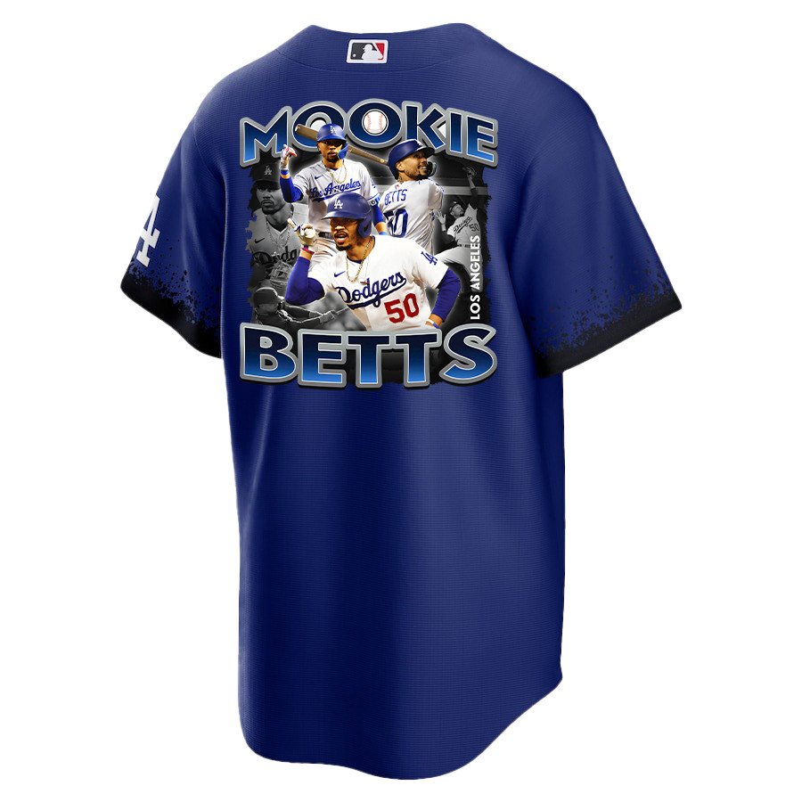 Mookie Betts 50 Los Angeles Dodgers Posture 2023 City Connect Player Royal MLB Jersey Men's
