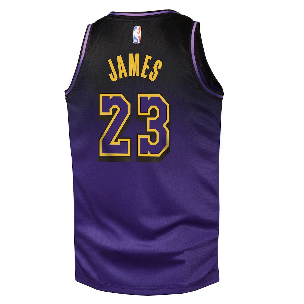 LeBron James 23 Los Angeles Lakers 2024/25 Swingman Playe City Edition Purple NBA Jersey Youth