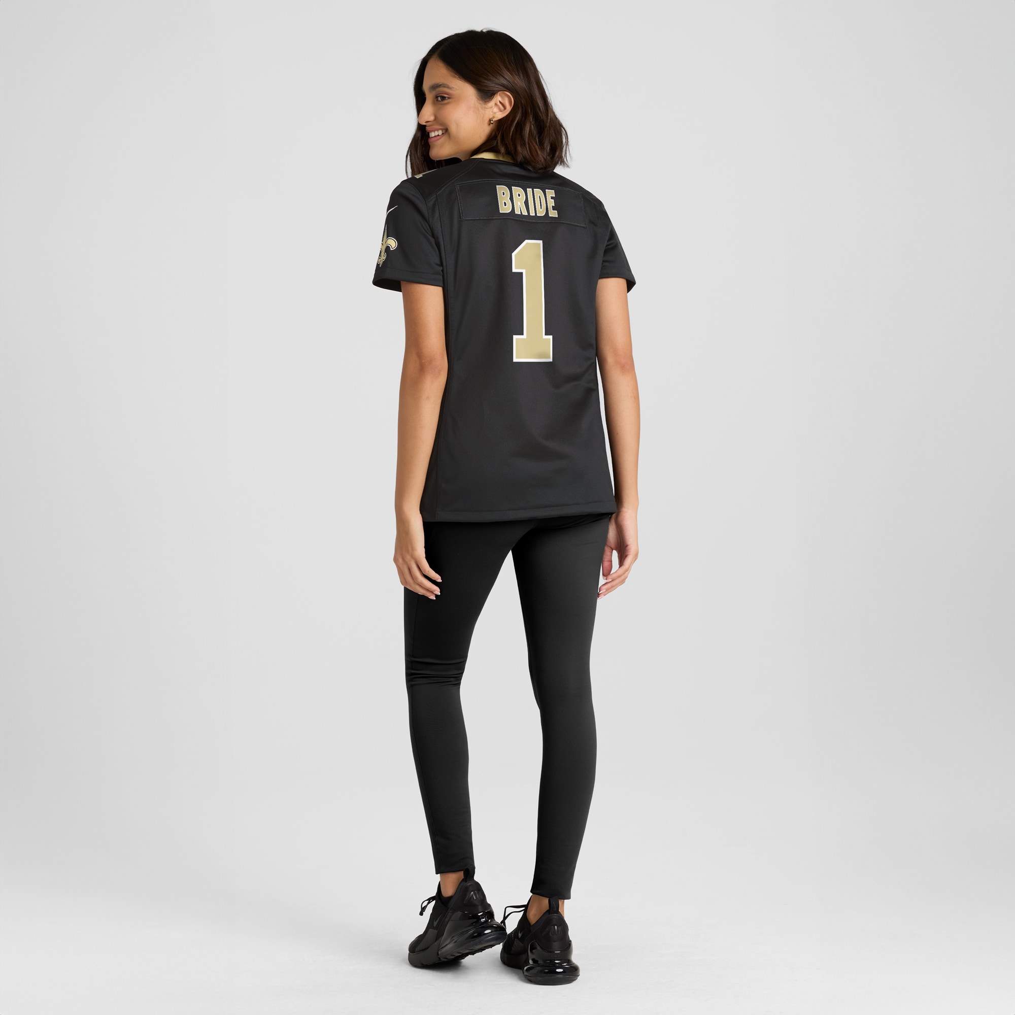New Orleans Saints Number 1 Bride Black Game NFL Jersey Women's