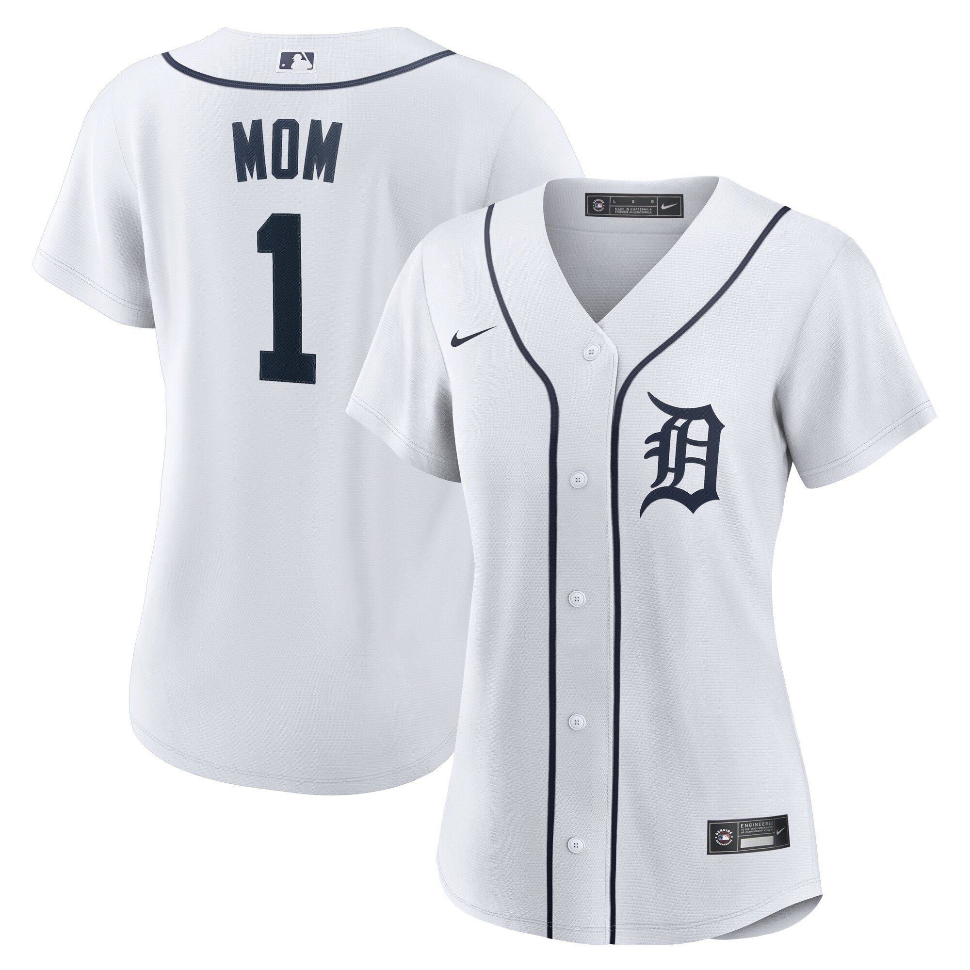 Detroit Tigers White #1 Mom Home MLB Jersey Women's