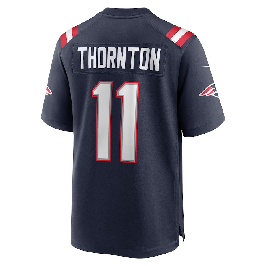 Tyquan Thornton 11 New England Patriots Game Navy NFL Jersey Men's