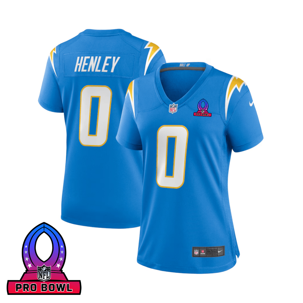 Daiyan Henley 0 Los Angeles Chargers 2025 Pro Bowl Patch Game Powder Blue NFL Jersey Women's