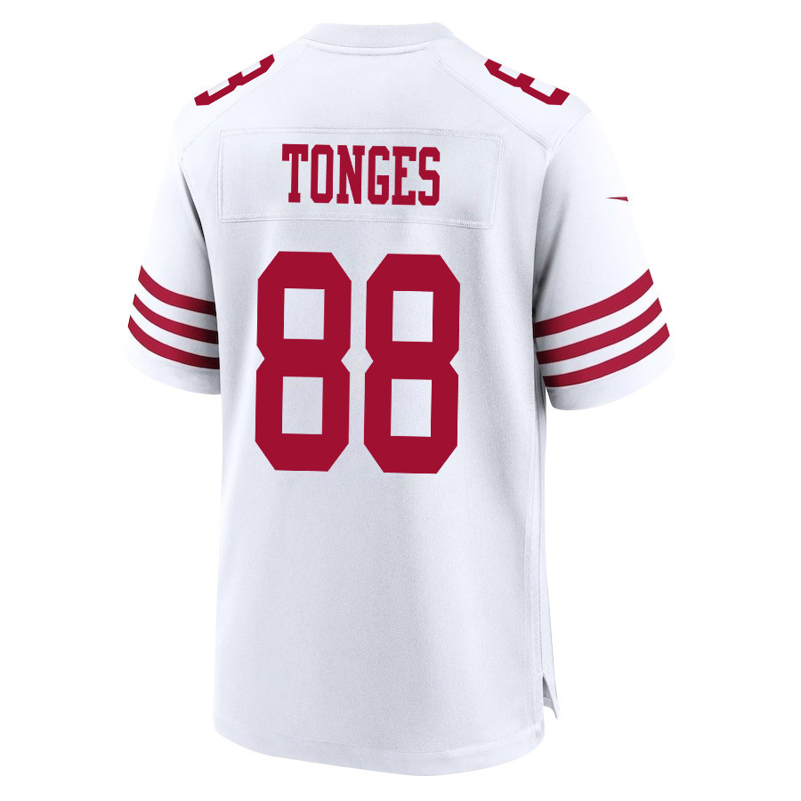 Jake Tonges 88 San Francisco 49ers NFC Champions Patch Game White NFL Jersey Men's