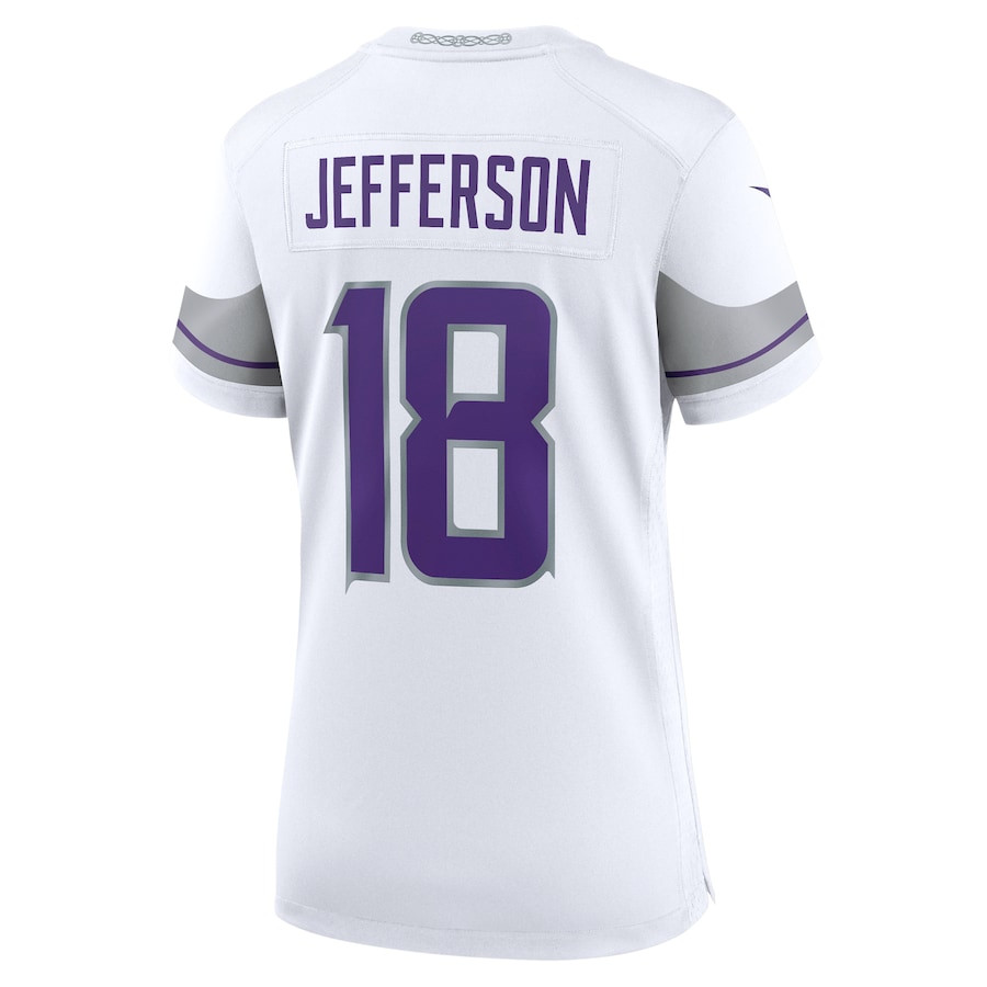 Justin Jefferson 18 Minnesota Vikings Alternate Game Player White NFL Jersey Women's