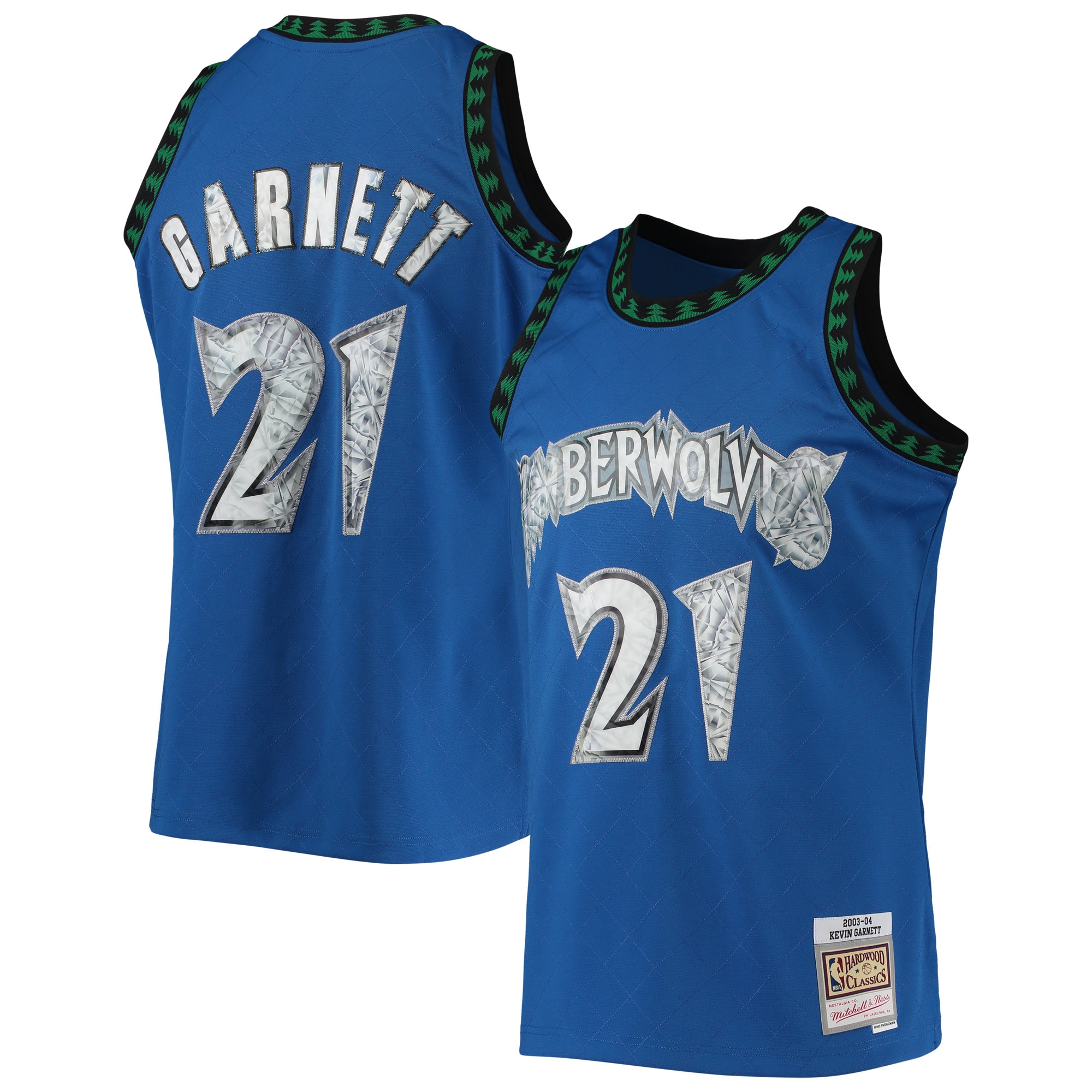 Mitchell Ness Kevin Garnett Blue Minnesota Timberwolves 2003/04 Hardwood Classics 75th Anniversary Diamond Swingman NBA Jersey Men's