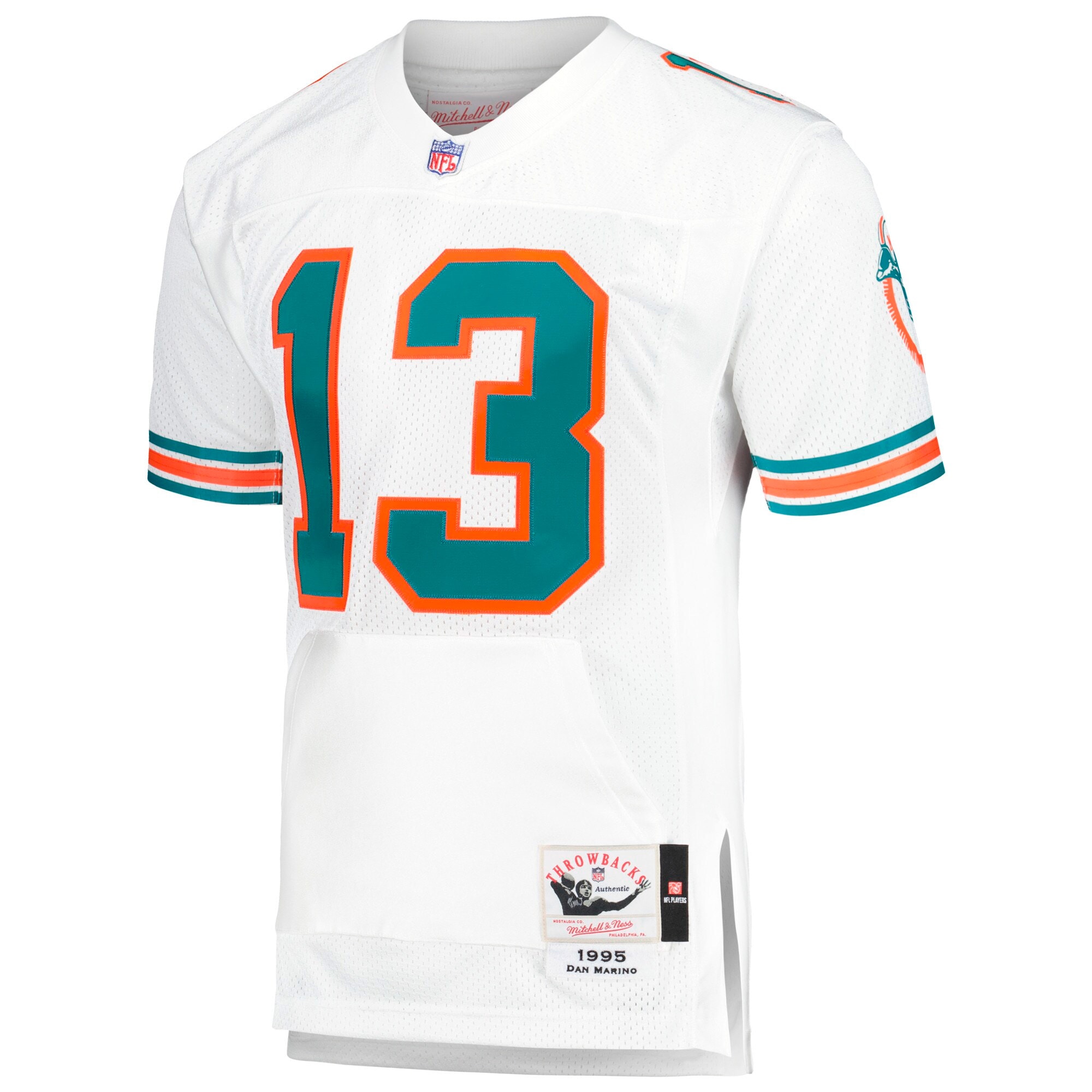 Miami Dolphins 1995 Dan Marino Mitchell Ness White Throwback Retired Player Pocket NFL Jersey Men's