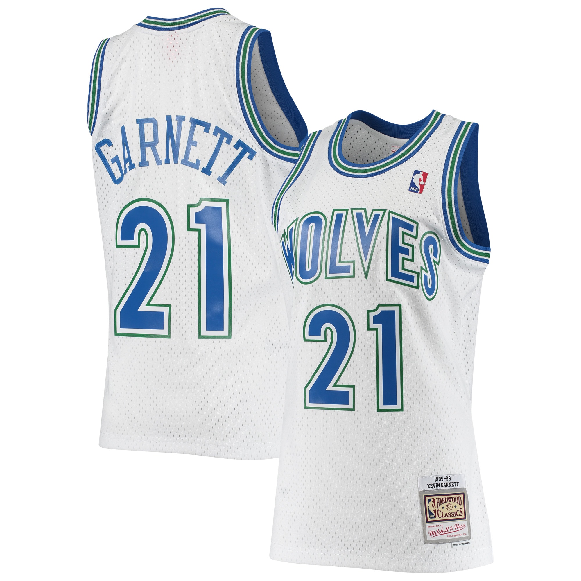 Mitchell Ness Kevin Garnet White Minnesota Timberwolves 1995/96 Hardwood Classics Swingman Statement Edition NBA Jersey Men's
