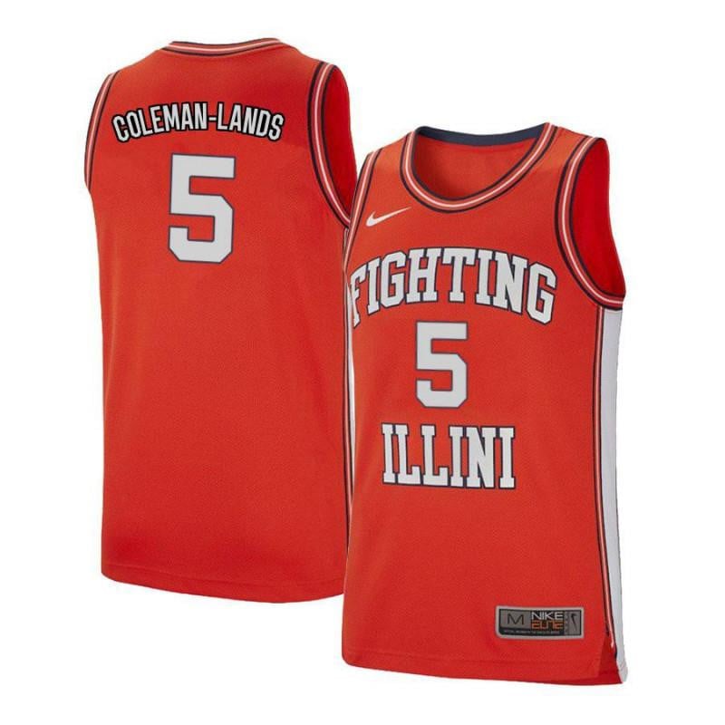 5 Jalen Coleman-Lands Orange Retro Elite Illinois Fighting Illini NCAA Jersey Men's