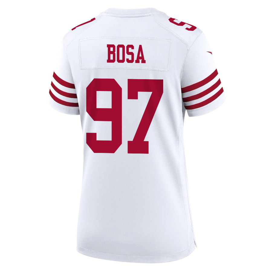 Nick Bosa 97 San Francisco 49ers Super Bowl LVIII Patch Game White NFL Jersey Women's