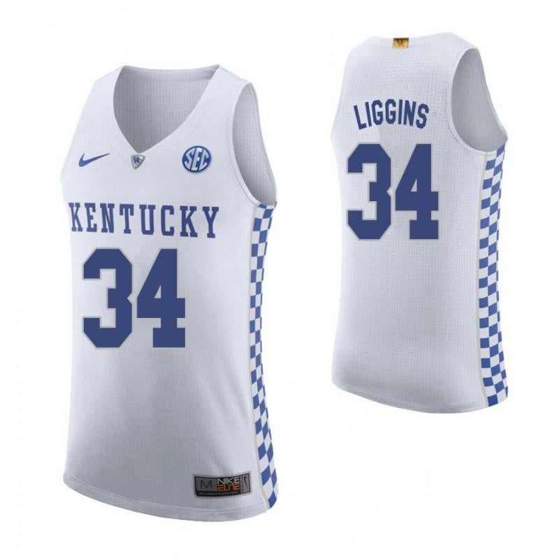 34 DeAndre Liggins Roa White Elite Kentucky Wildcats NCAA Jersey Men's