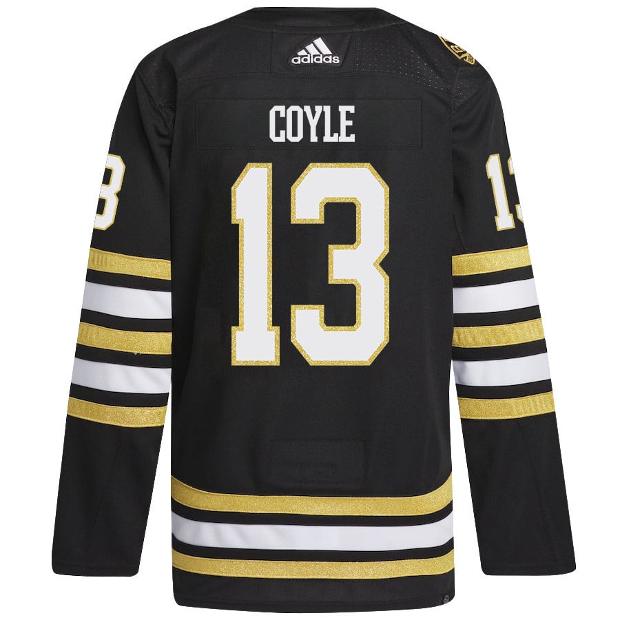 Charlie Coyle 13 Boston Bruins 2024 Playoffs Patch Home Black NHL Jersey Men's