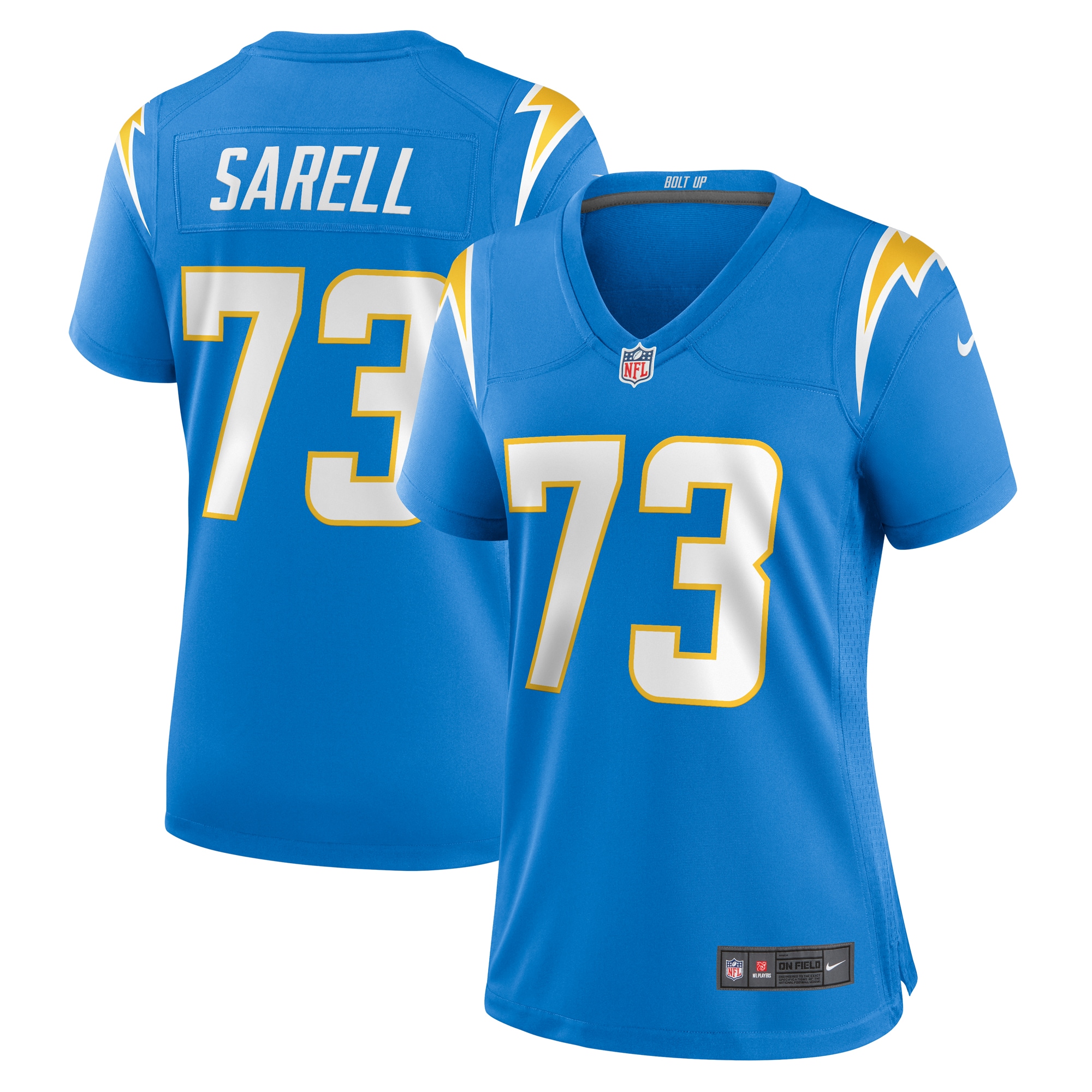Los Angeles Chargers Foster Sarell Powder Blue Game Player NFL Jersey Women's