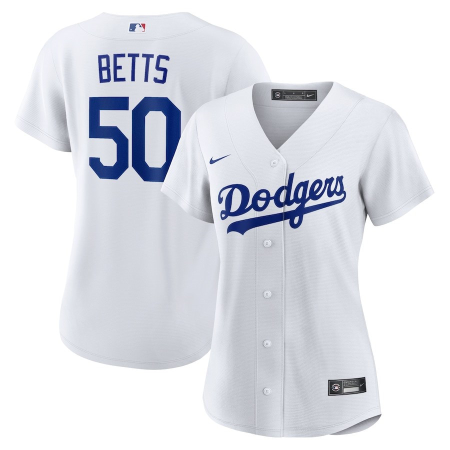 Mookie Betts 50 Los Angeles Dodgers Home Player White MLB Jersey Women's