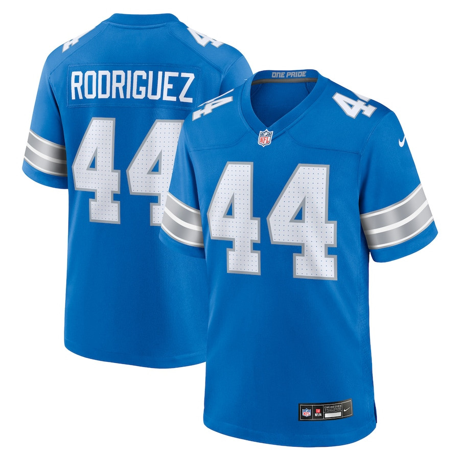 Malcolm Rodriguez 44 Detroit Lions Game Blue, Men NFL Jersey Men's