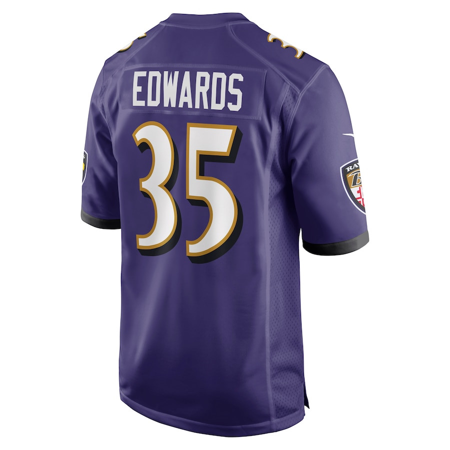 Gus Edwards 35 Baltimore Ravens Game Purple NFL Jersey Men's