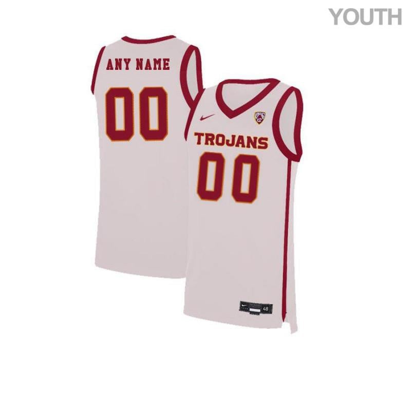 Elit White USC Trojans Custom NCAA Jersey Youth