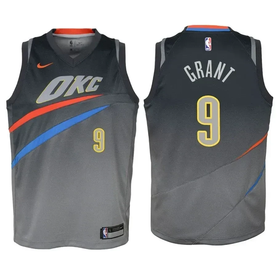 Thunder Jerami Grant 9 City Edition Gray NBA Jersey Youth