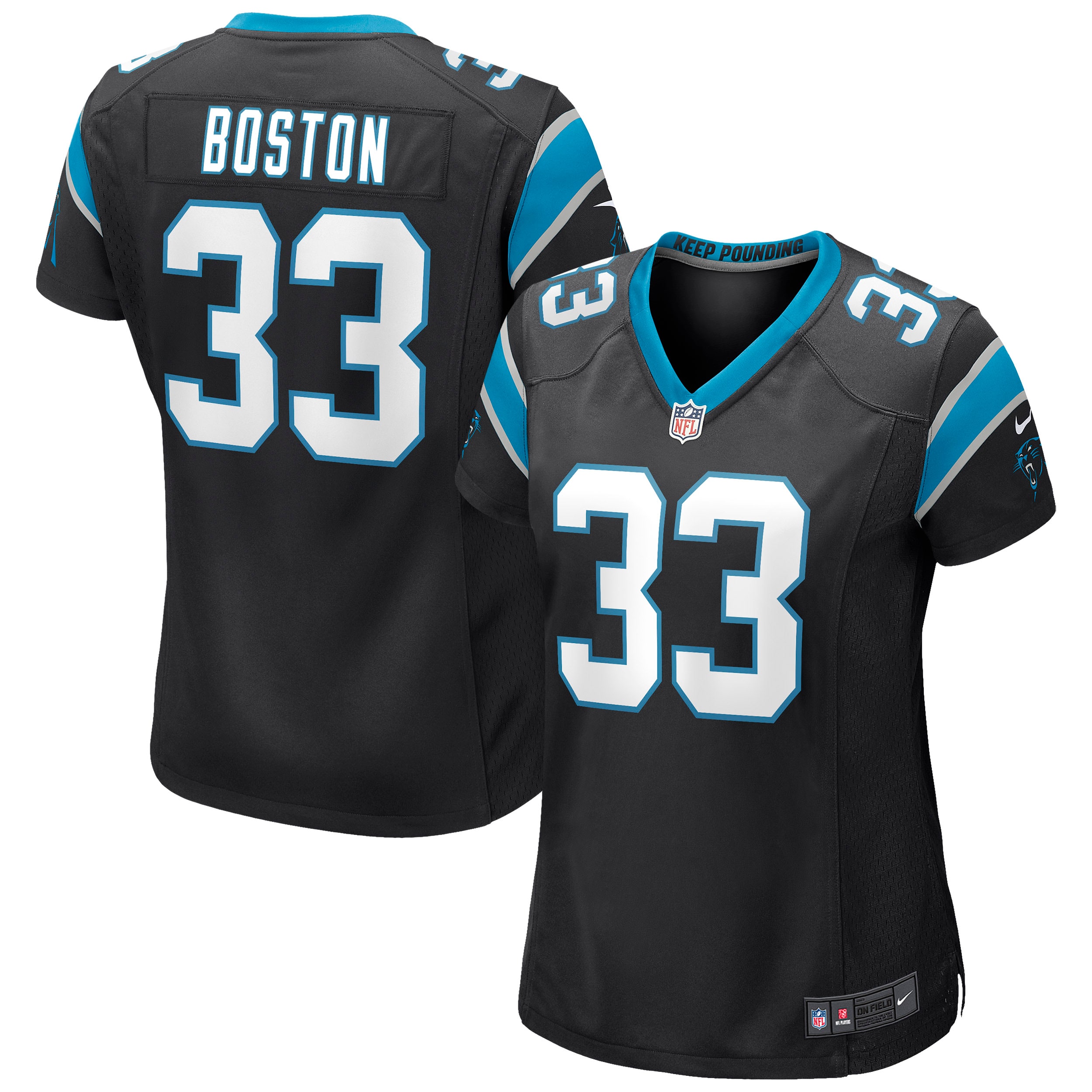 Carolina Panthers Tre Boston Black Game NFL Jersey Women's