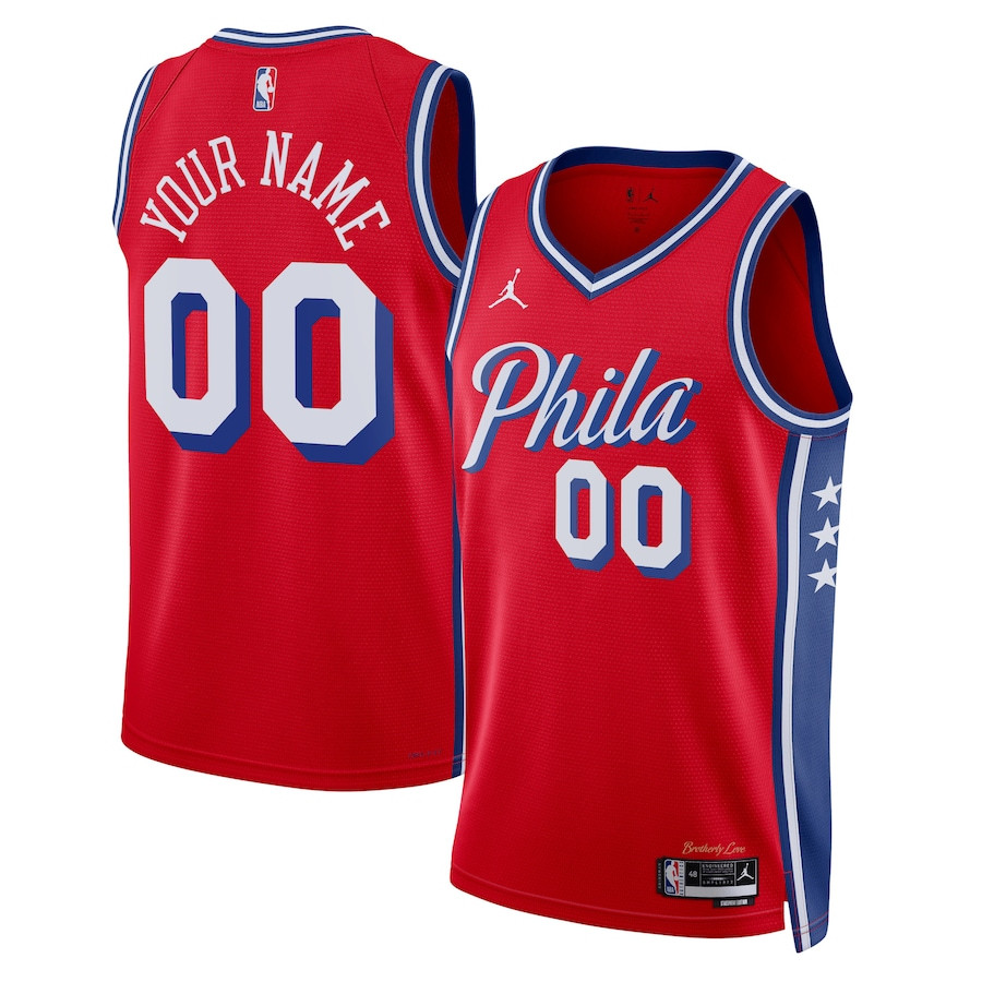 Philadelphia 76ers 2023/24 Statement Swingman Custom Red NBA Jersey Men's