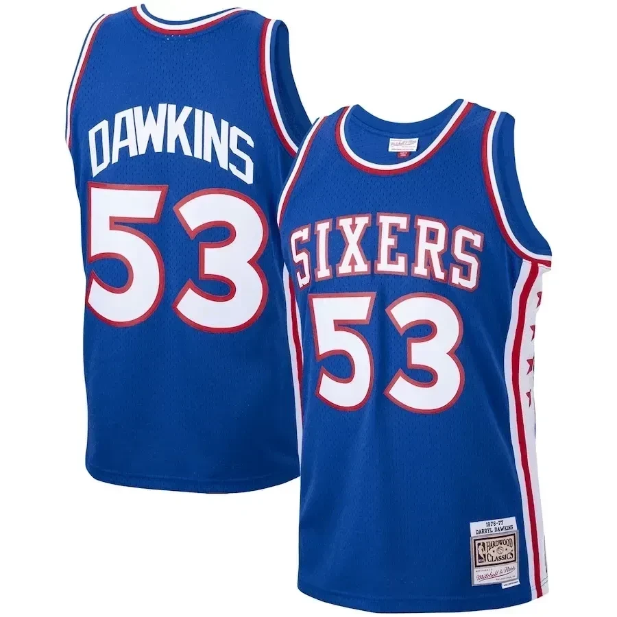 Darryl Dawkins Philadelphia 76ers Mitchell Ness 1976-77 Hardwood Classics Swingman Player Royal NBA Jersey Men's