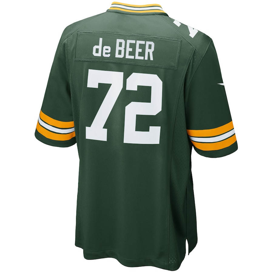 Gerhard de Beer 72 Green Bay Packers Game Green NFL Jersey Youth