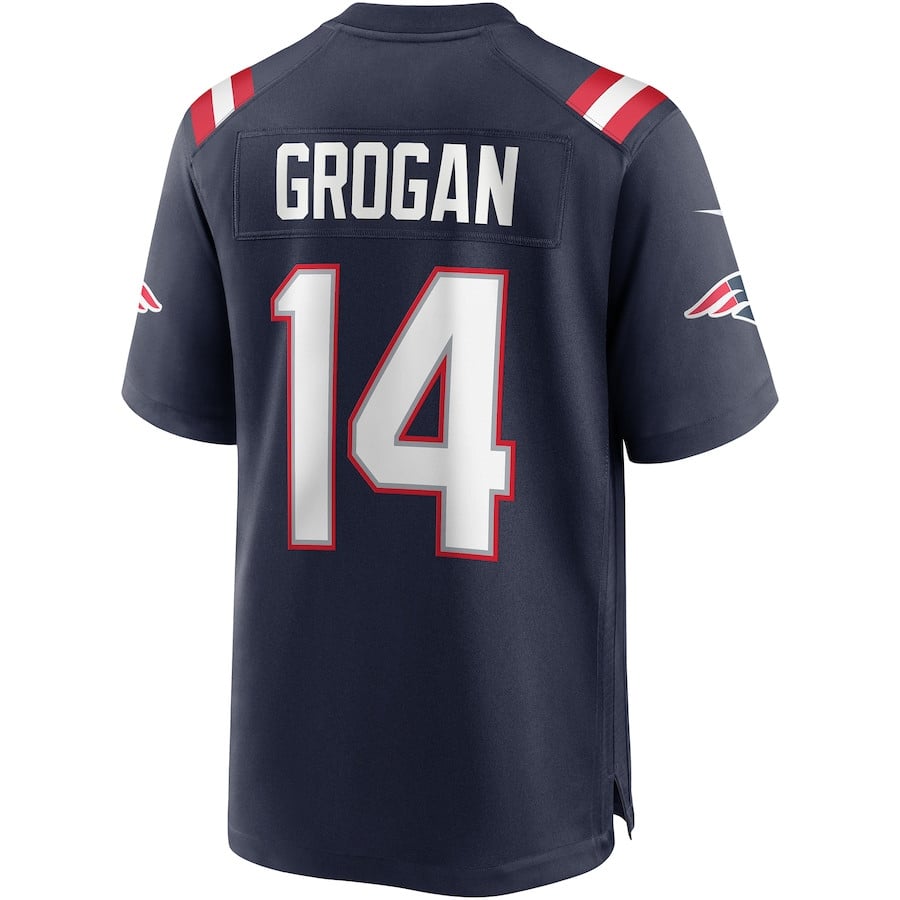 Steve Grogan 14 New England Patriots Game Retired Navy NFL Jersey Men's